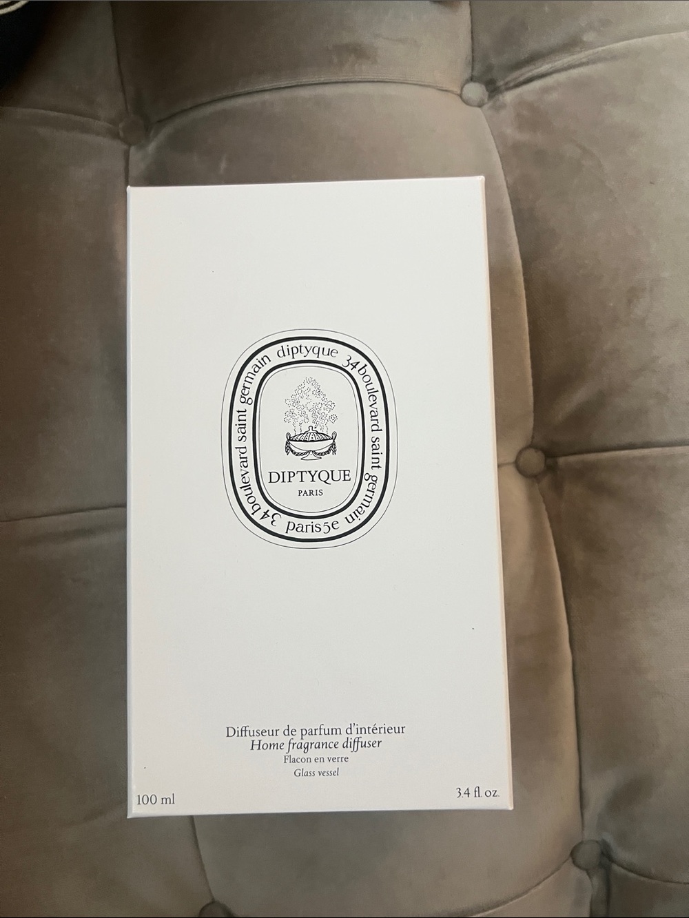 Never Used_ 100 ml/ 3.4 oz diptyque White Home Fragrance Diffuser Glass